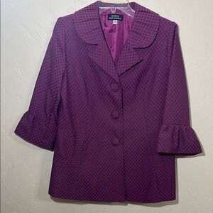 Giorgio Sant'Angelo Womens Purple Textured Ruffle‎ Sleeve Blazer Jacket Size 10